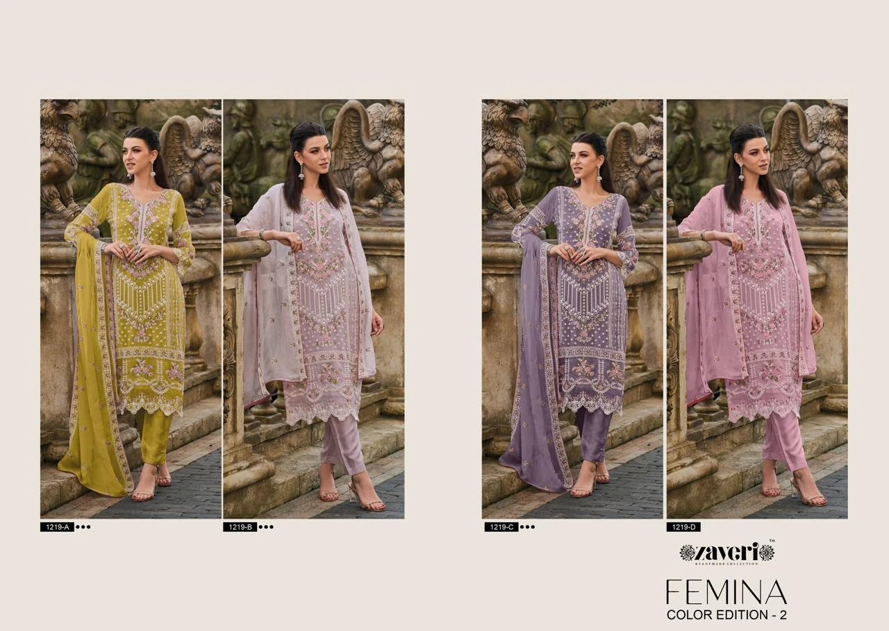 Zaveri Femina Colour Edition 2 Soft Organza Wholesale Fancy Readymade Salwar Suit Catalog — Wholesale Readymade Suit, MPA wholesale from Surat — view 6